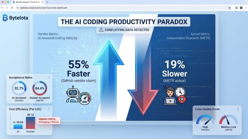 AI coding productivity paradox: vendors claim 55% faster, research shows 19% slower
