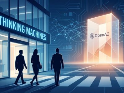 AI startup exodus illustration showing departure from Thinking Machines to OpenAI