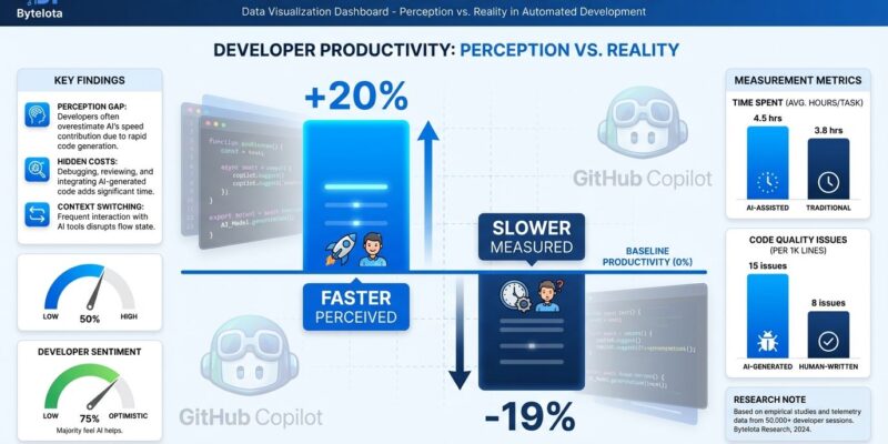 AI coding productivity perception gap visualization