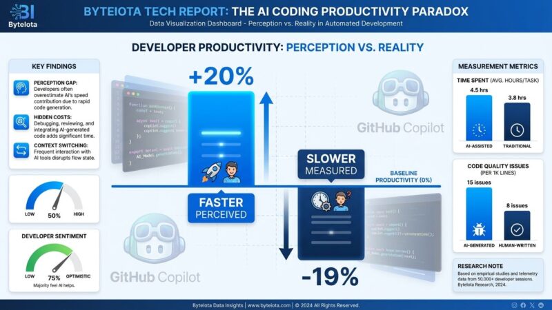 AI coding productivity perception gap visualization