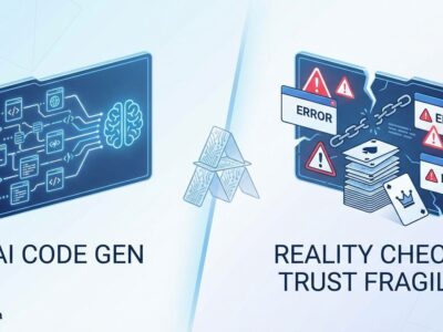 Cursor AI browser experiment credibility crisis - split image showing AI code generation promise versus error-filled reality
