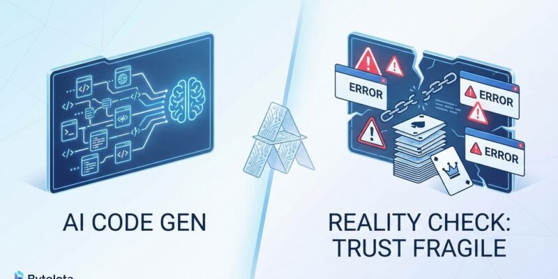 Cursor AI browser experiment credibility crisis - split image showing AI code generation promise versus error-filled reality