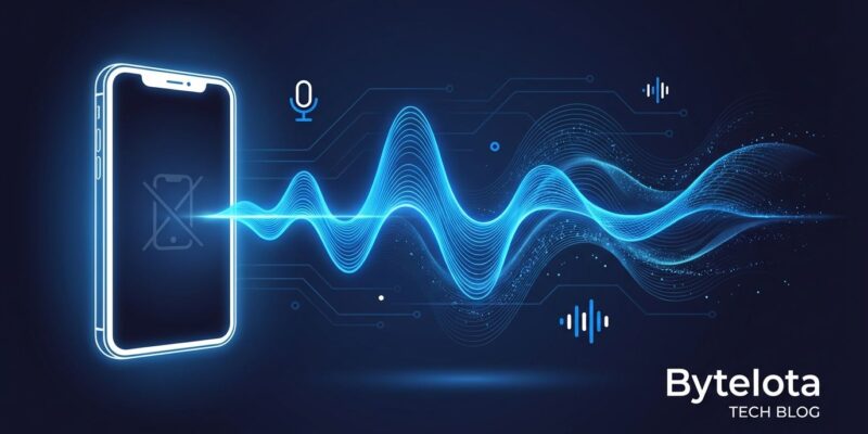 OpenAI audio-first AI visualization with sound waves transitioning from smartphone screen