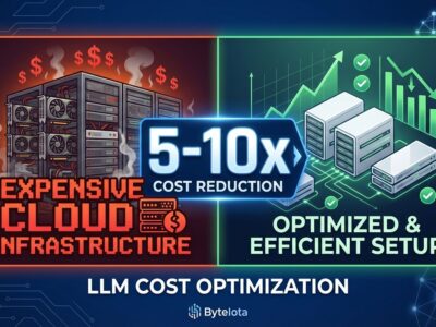 LLM cost optimization comparison showing expensive cloud infrastructure versus optimized setup with 5-10x cost reduction