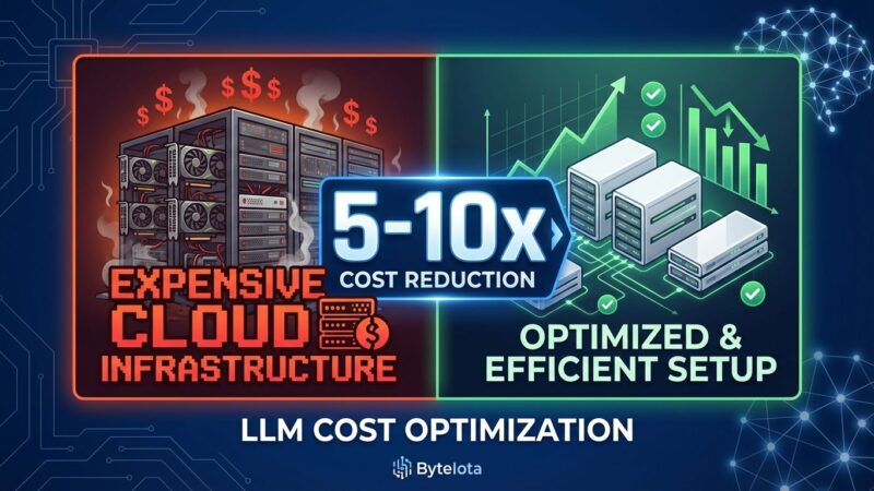 LLM cost optimization comparison showing expensive cloud infrastructure versus optimized setup with 5-10x cost reduction