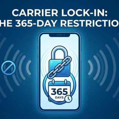 Smartphone with padlock icon representing Verizon 365-day phone unlock policy and carrier lock-in restrictions