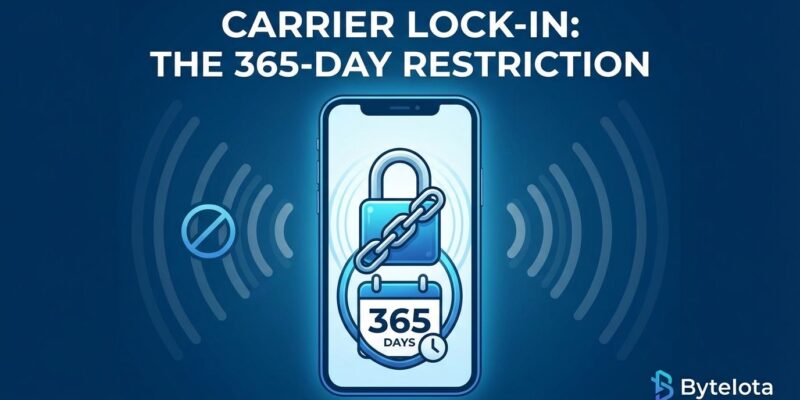 Smartphone with padlock icon representing Verizon 365-day phone unlock policy and carrier lock-in restrictions