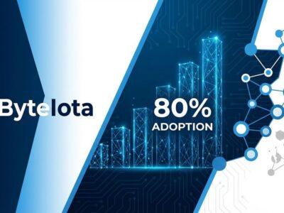 Platform engineering adoption showing 80% success with failure indicators, blue and white geometric visualization