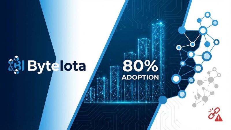 Platform engineering adoption showing 80% success with failure indicators, blue and white geometric visualization