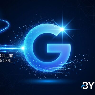 Apple and Google partnership visualization showing Gemini AI powering Siri with blue tech aesthetic