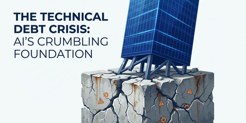 Technical debt blocking AI investment visual metaphor