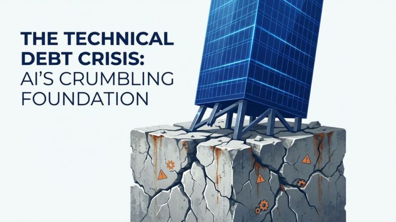 Technical debt blocking AI investment visual metaphor