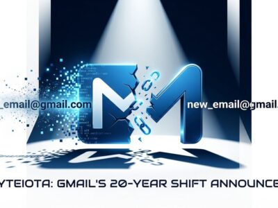 Gmail envelope icon splitting in two representing address change feature after 20 years