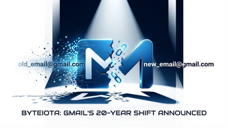 Gmail envelope icon splitting in two representing address change feature after 20 years