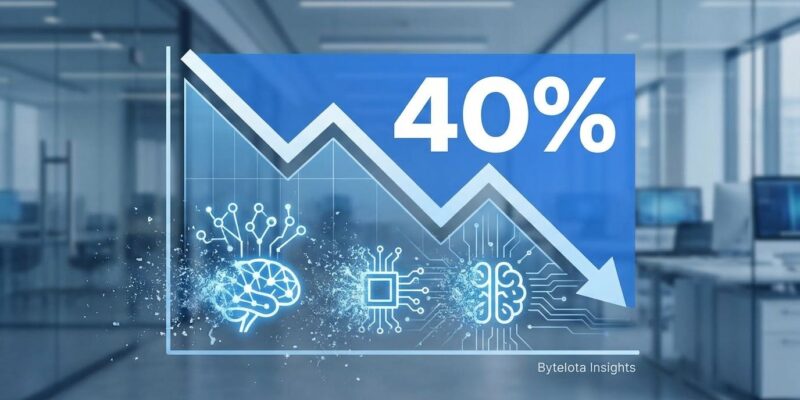 Graph showing declining AI agent project success rates with 40% failure prediction