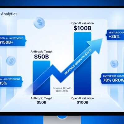 Data visualization showing Anthropic's valuation target vs OpenAI comparison with revenue growth from to