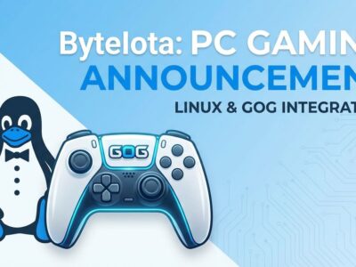 GOG Linux gaming platform announcement with Tux penguin and controller