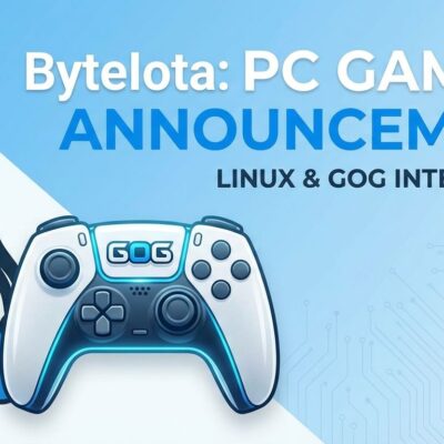 GOG Linux gaming platform announcement with Tux penguin and controller