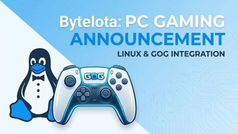 GOG Linux gaming platform announcement with Tux penguin and controller