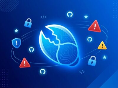 OpenClaw security vulnerabilities visualization with lobster claw icon, GitHub stars, and security warning symbols