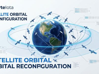 Satellite constellation network showing orbital altitude reconfiguration from 550km to 480km