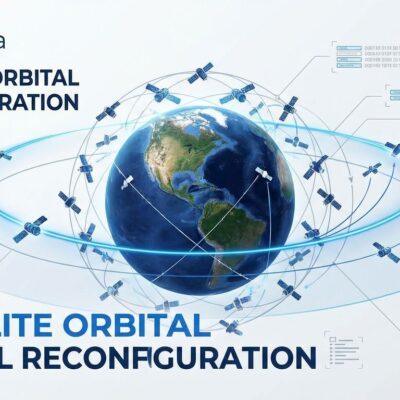 Satellite constellation network showing orbital altitude reconfiguration from 550km to 480km