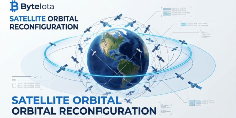Satellite constellation network showing orbital altitude reconfiguration from 550km to 480km