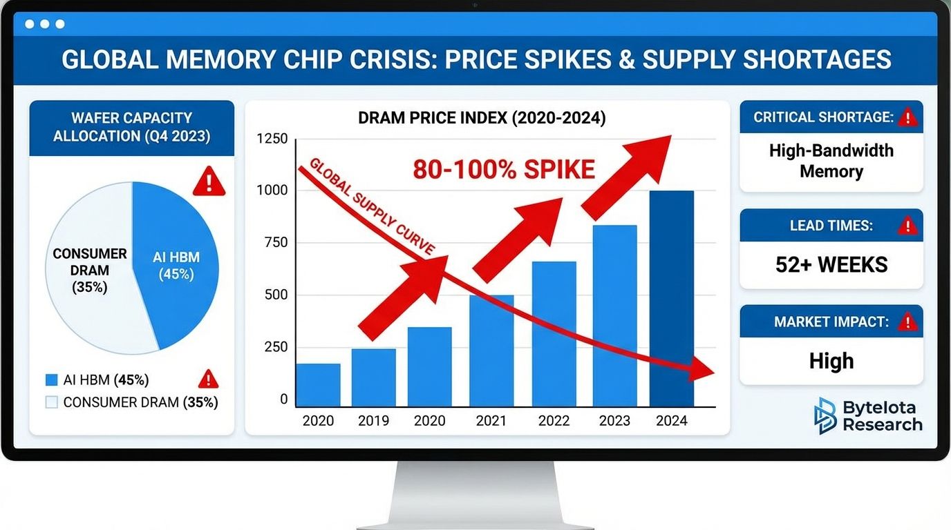 Memory Shortage 2026: AI Demand Drives 80% Price Spike | byteiota