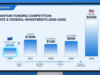 Data visualization comparing Pennsylvania quantum funding with federal and state programs