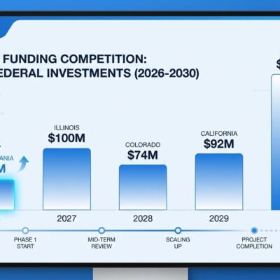 Data visualization comparing Pennsylvania quantum funding with federal and state programs