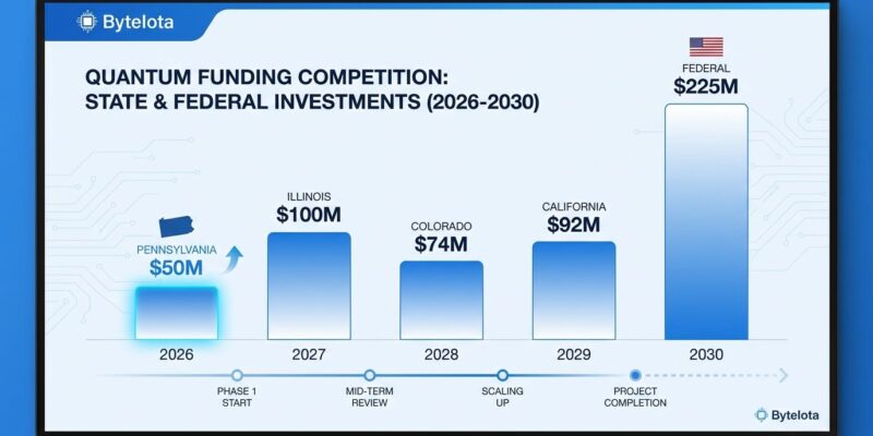 Data visualization comparing Pennsylvania quantum funding with federal and state programs