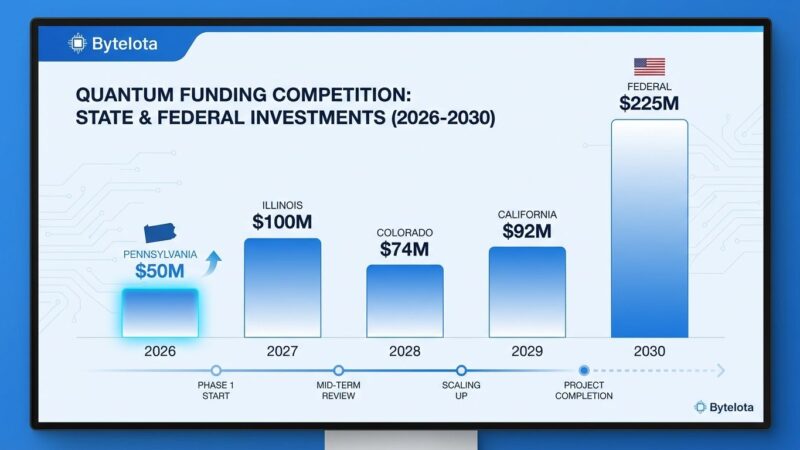 Data visualization comparing Pennsylvania quantum funding with federal and state programs