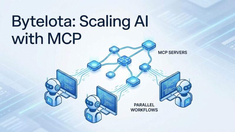 Modern illustration showing multiple AI agents working in parallel workflows with interconnected MCP server nodes