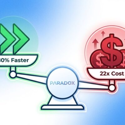 AWS Lambda cost paradox visualization showing 80% speed improvement vs 22x cost increase from INIT billing, with balanced scale tipping toward costs