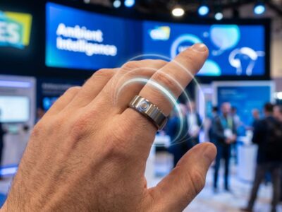 Smart ring with gesture control at CES 2026 showcasing AI productivity features