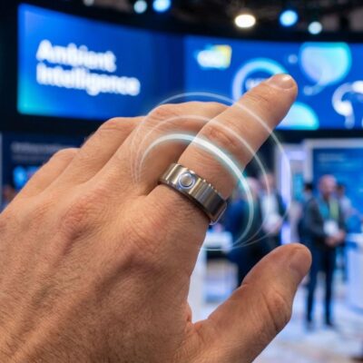 Smart ring with gesture control at CES 2026 showcasing AI productivity features