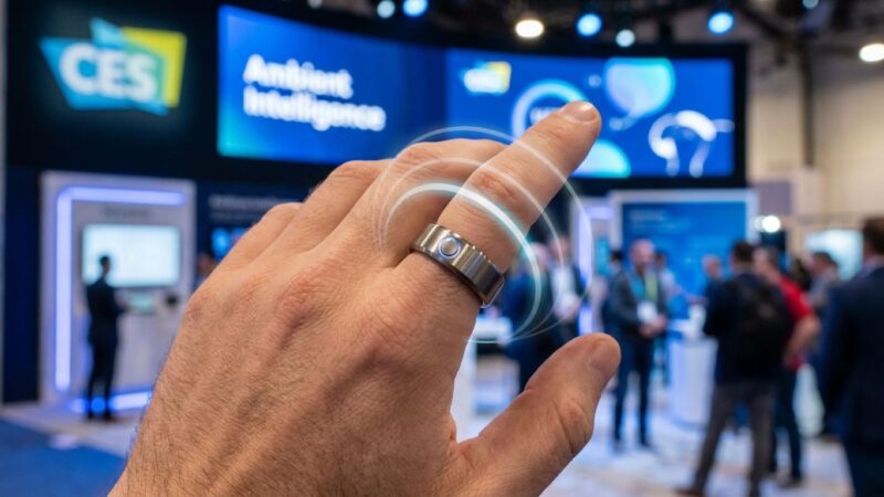 Smart ring with gesture control at CES 2026 showcasing AI productivity features