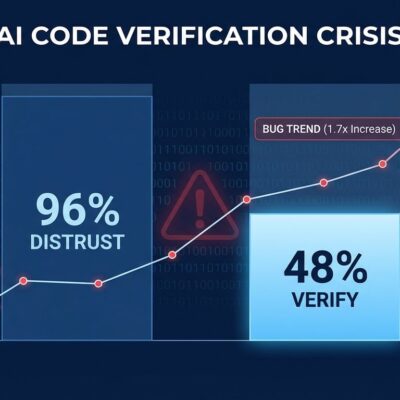 Dashboard showing 96% distrust AI code but only 48% verify it - the AI code verification crisis