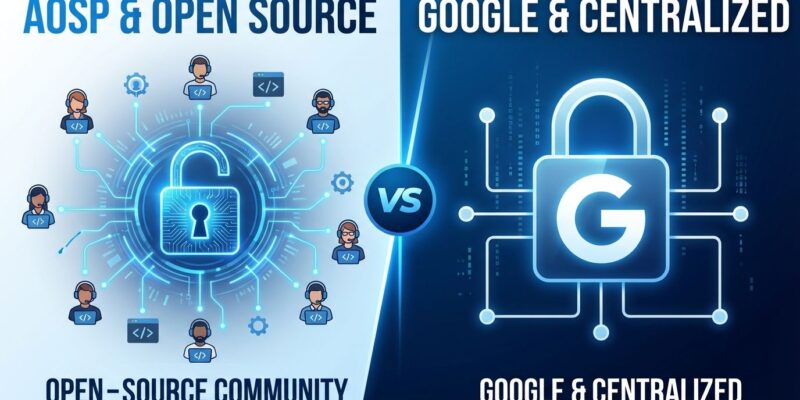 Android AOSP open source vs Google control illustration