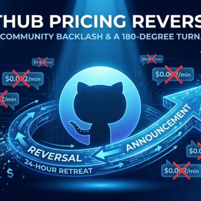 GitHub Octocat logo with U-turn arrow showing 24-hour pricing reversal for self-hosted runners