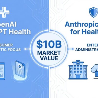 OpenAI vs Anthropic healthcare AI competition visual showing different strategic approaches
