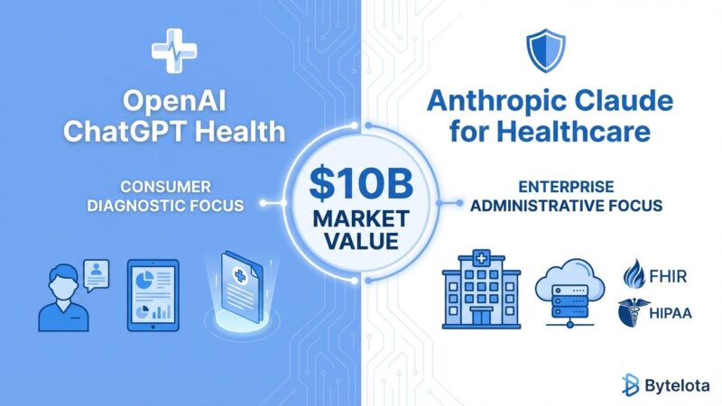 OpenAI vs Anthropic healthcare AI competition visual showing different strategic approaches
