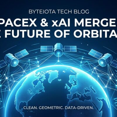 SpaceX and xAI merger visualization with orbital satellites and AI networks