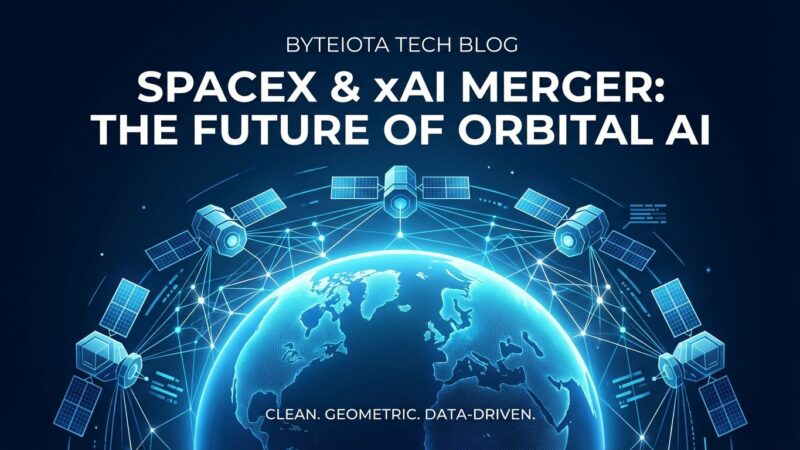 SpaceX and xAI merger visualization with orbital satellites and AI networks