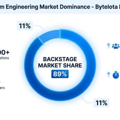 Data visualization showing Backstage commanding 89% IDP market share with 3,400+ organizations and 2M+ developers