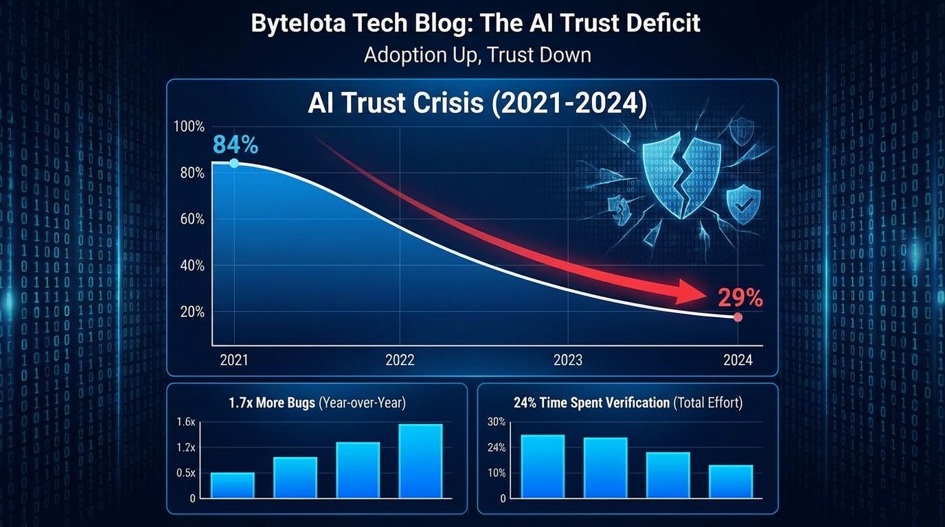 84% of Developers Use AI Tools, But Only 29% Trust Them | byteiota