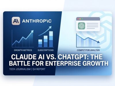 Claude AI subscription growth visualization showing market competition with ChatGPT and Anthropic's rise
