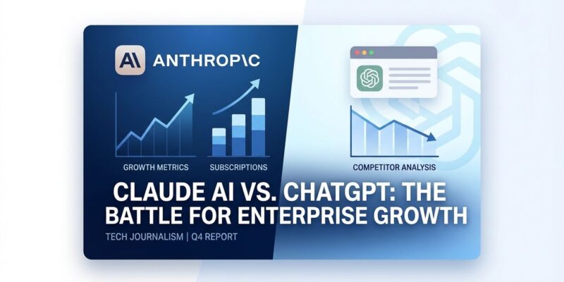 Claude AI subscription growth visualization showing market competition with ChatGPT and Anthropic's rise