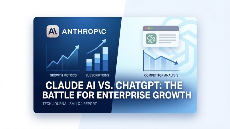 Claude AI subscription growth visualization showing market competition with ChatGPT and Anthropic's rise