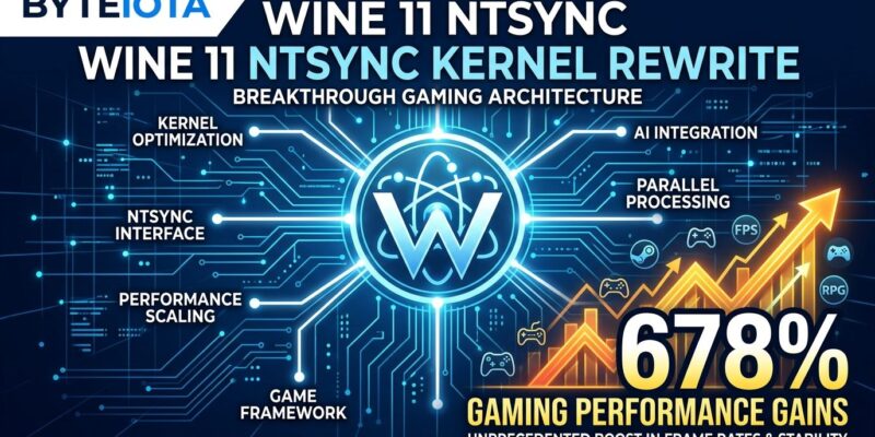 Featured image for Wine 11 NTSYNC Kernel Rewrite: 678% Gaming Performance Gains